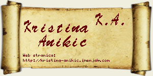 Kristina Anikić vizit kartica